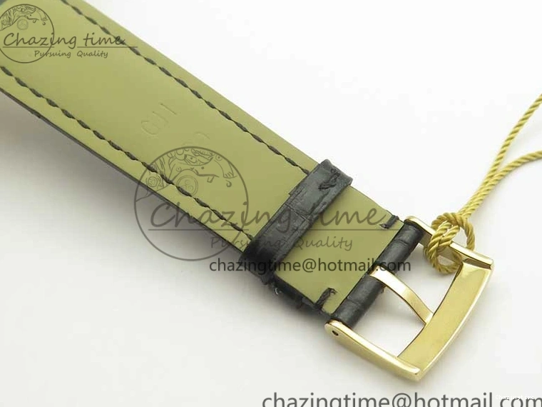 0429 UrbanChic De Ville YG MKF 1:1 Best Edition Silver Dial YG Markers on Black Leather Strap MIYOTA 9015 V 8048